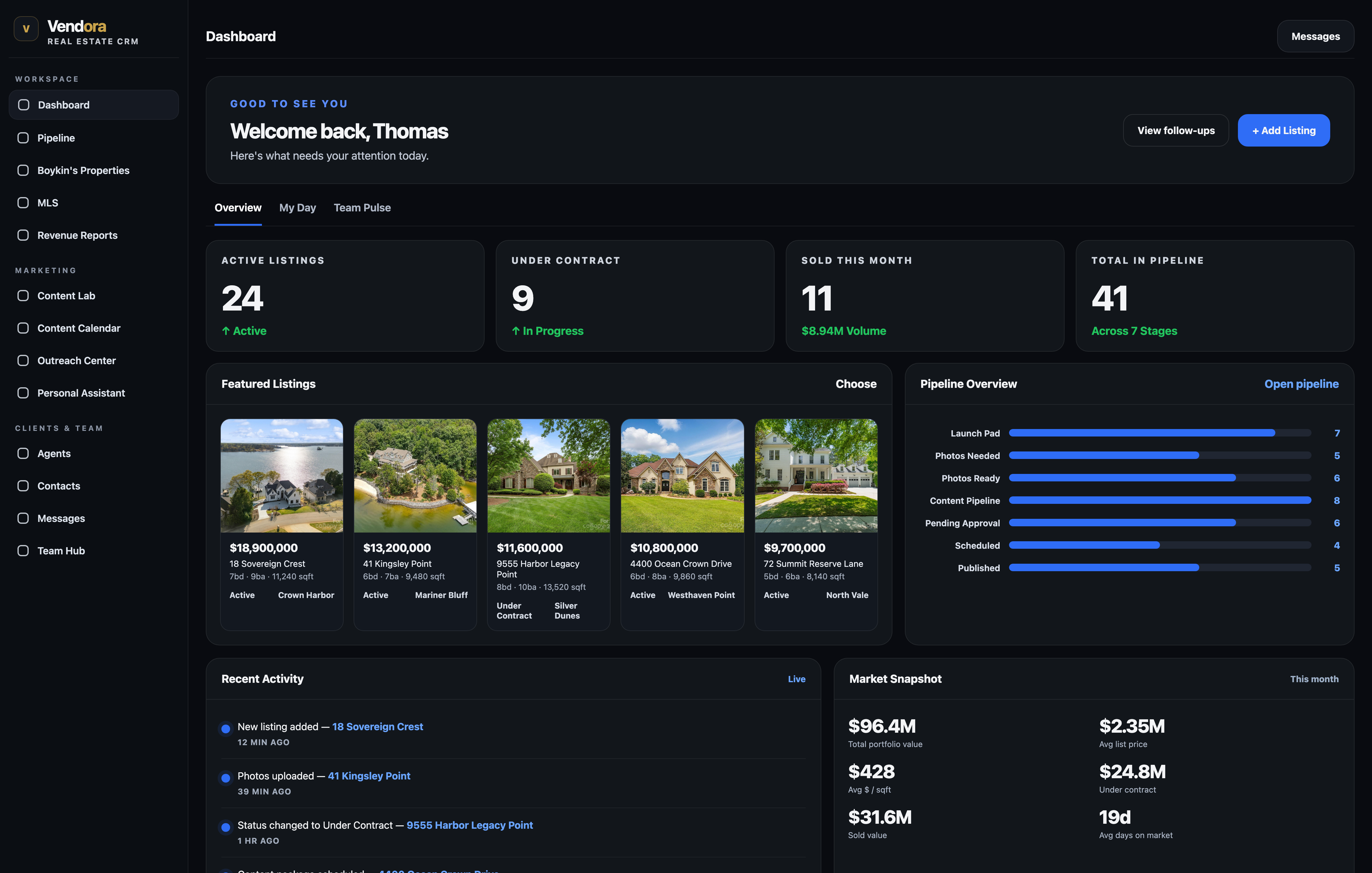 Vendora dashboard preview